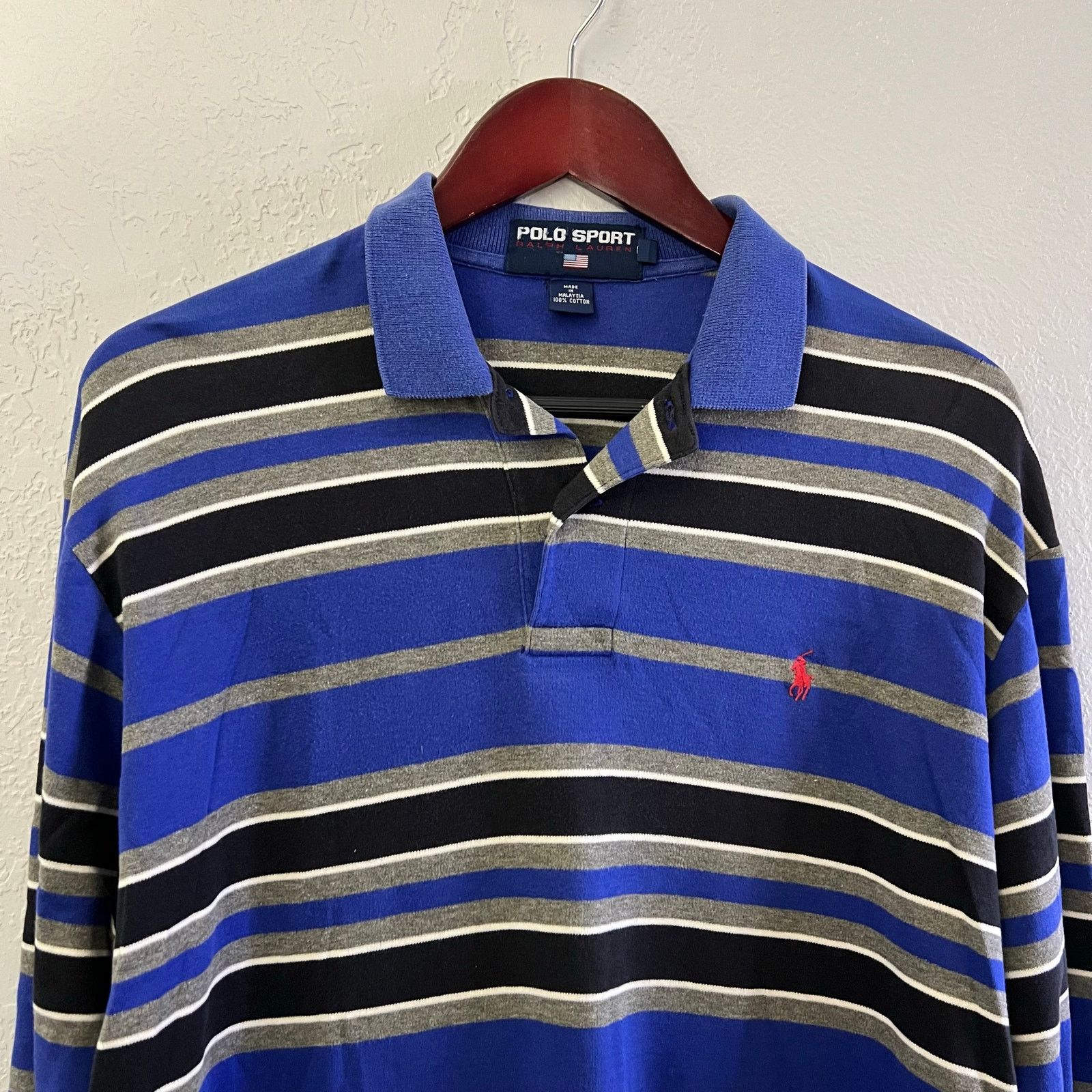 Polo Ralph Lauren Polo Sport by Ralph Lauren striped long-sleeve rugby Sz M Size US M / EU 48-50 / 2 - 3 Thumbnail