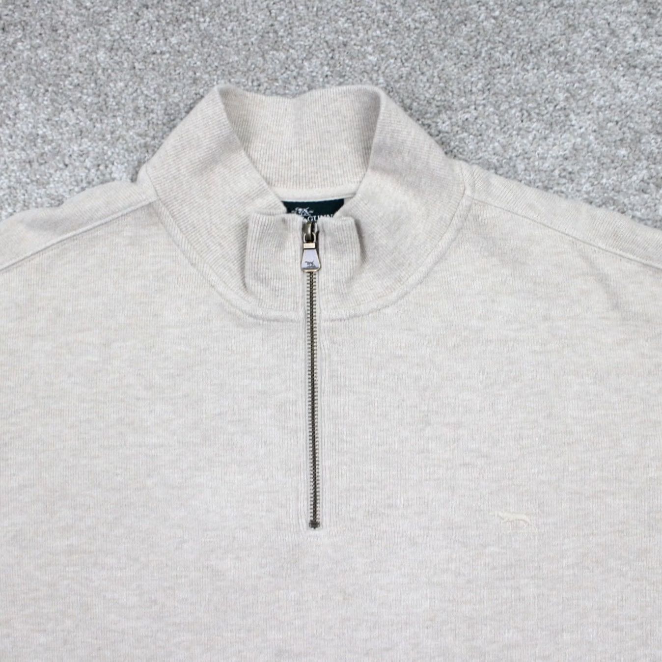 Rodd & Gunn Rodd & Gunn Sweatshirt Mens 3XL Beige 1/4 Zip L/S Pullover Knit Cotton Mock Neck Long Sleeve Solid Logo Zipper Vintage No Size US XXL / EU 58 / 5 - 5 Thumbnail