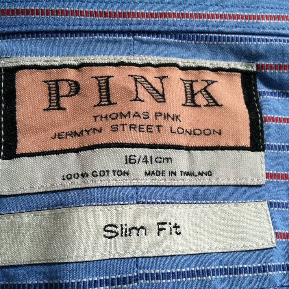 Thomas Pink THOMAS PINK MENS BLUE COTTON DRESS SHIRT SIZE: 16 Size US L / EU 52-54 / 3 - 6 Thumbnail