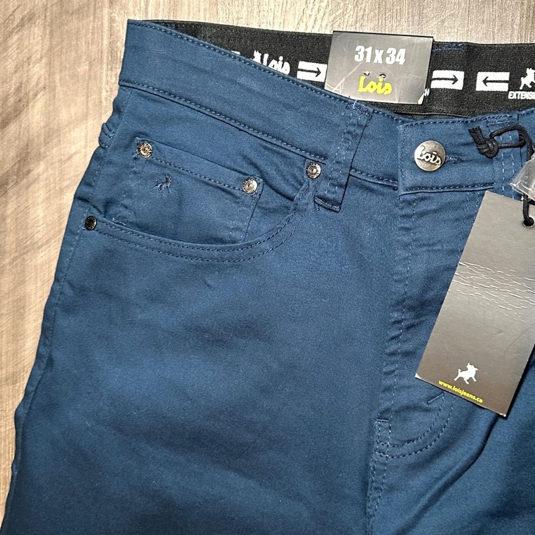 Vintage Lois Jeans Brad Slim Extensible Stretch Waist Pants 31x34 Blue Men Chino 31 Regular 34 Inseam NWT Size US 31 - 6 Thumbnail