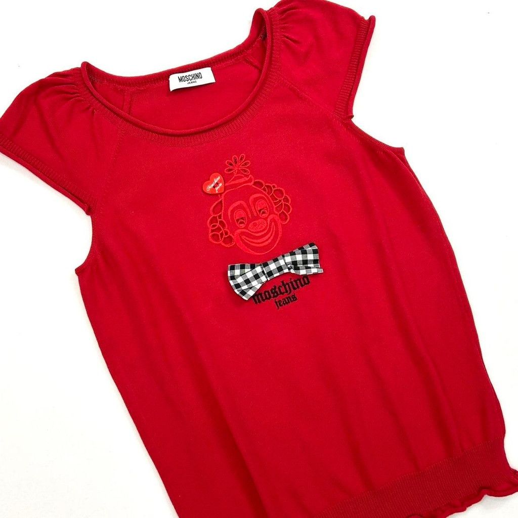 Moschino rare vintage Moschino red knit short sleeve clown top Size M / US 6-8 / IT 42-44 - 2 Thumbnail