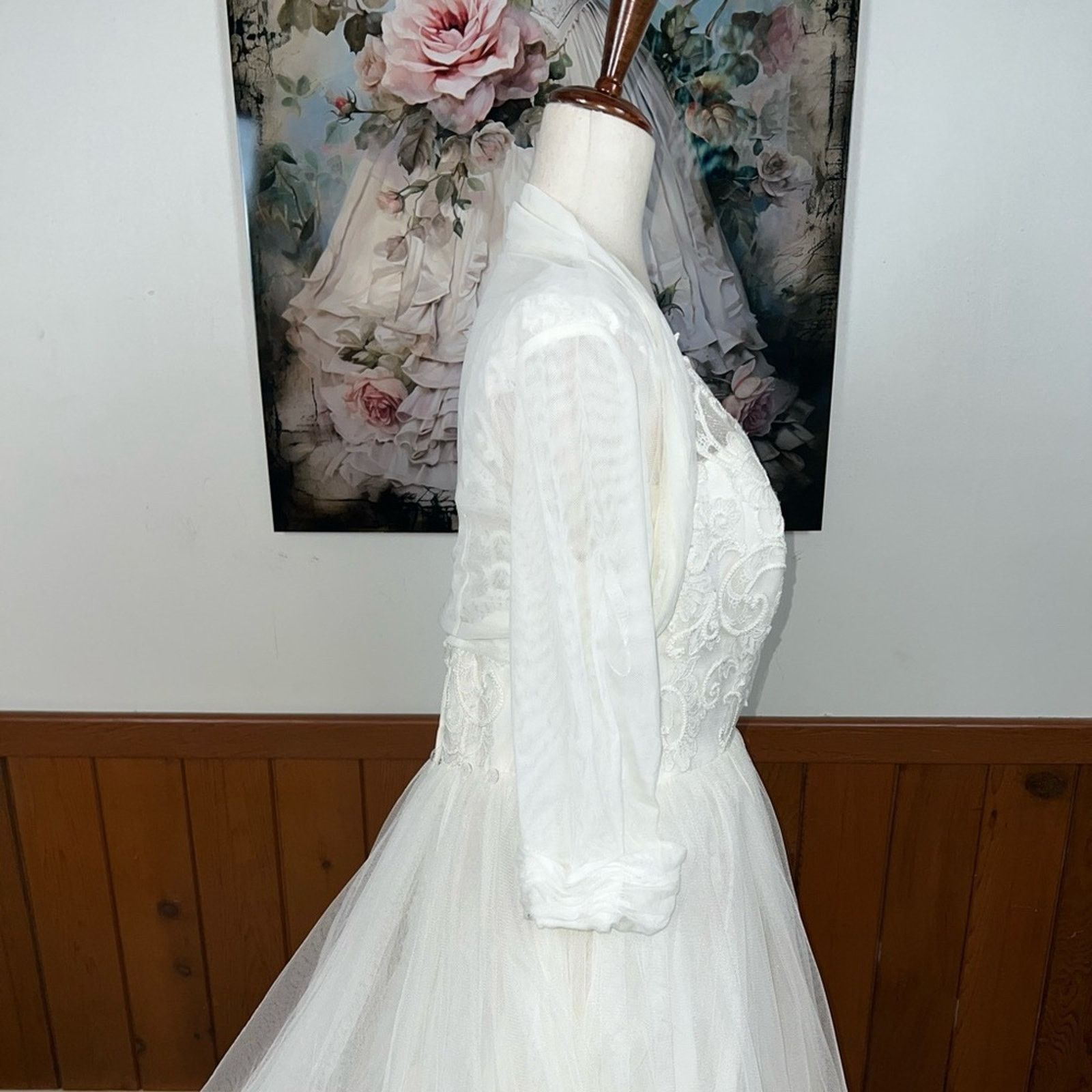 Other Elegant David’s Bridal Beaded Mesh Wedding Gown! Size XXL / US 16-18 / IT 52-54 - 5 Thumbnail
