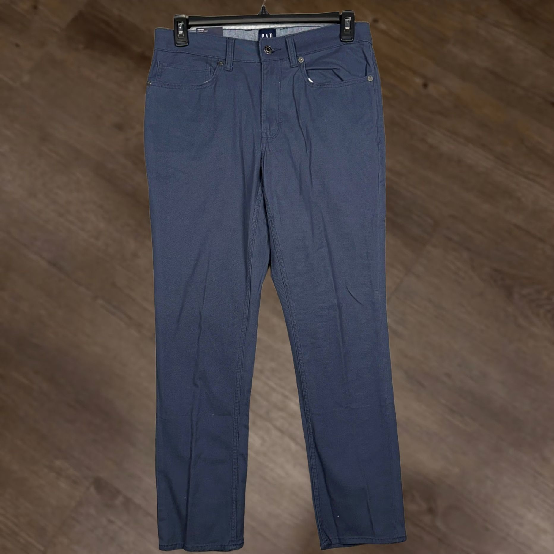 Gap Gap Slim Pants Men 32x30 Navy Blue Chino 5-Pocket Flat Front Stretch Tapered Casual Workwear Size US 32 / EU 48 - 1 Thumbnail