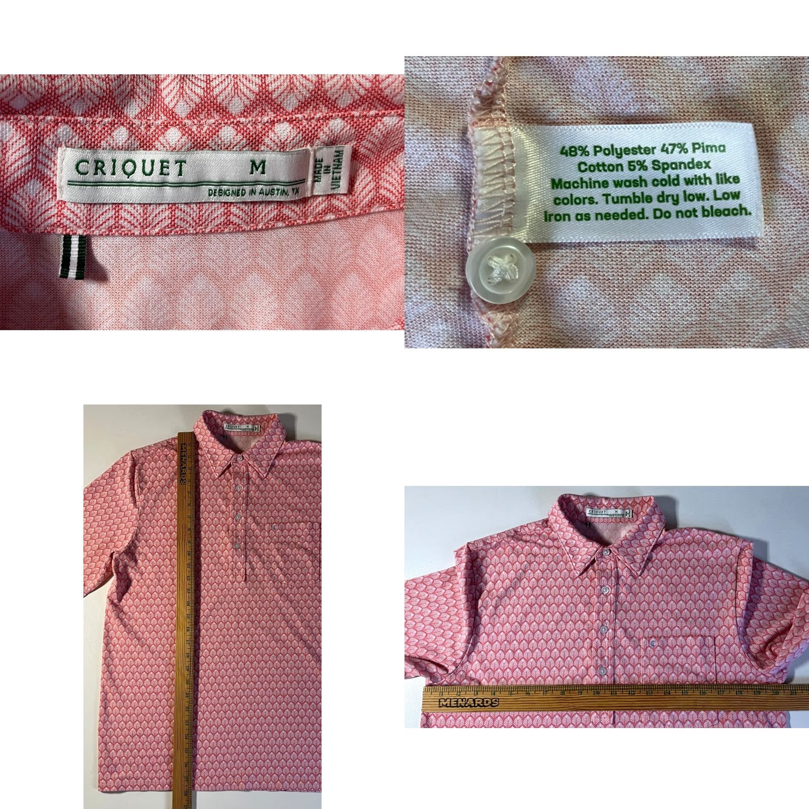 Vintage Criquet Polo Shirt Foulard Pattern Pink Sz M Men’s Polo Shirt Short Sleeve Button Closure Casual Cotton Blend Size US M / EU 48-50 / 2 - 8 Thumbnail