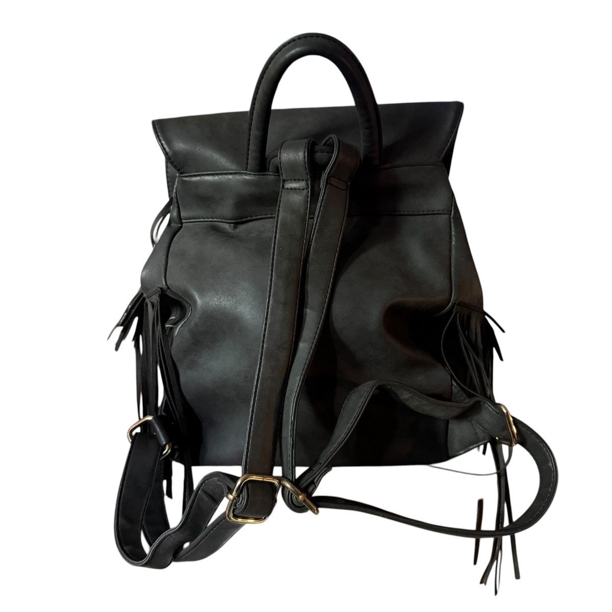 Other Expressions NYC gray vegan leather fringe backpack bag Size ONE SIZE - 4 Thumbnail