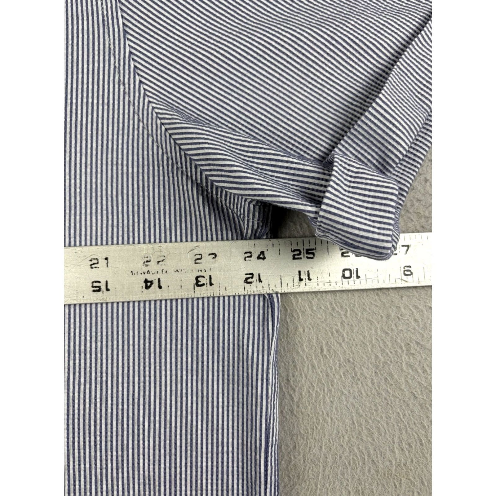 Vintage Ministry of Supply Shirt Men XL Blue Striped Seersucker Button-Up CoolMax Size US XL / EU 56 / 4 - 6 Thumbnail
