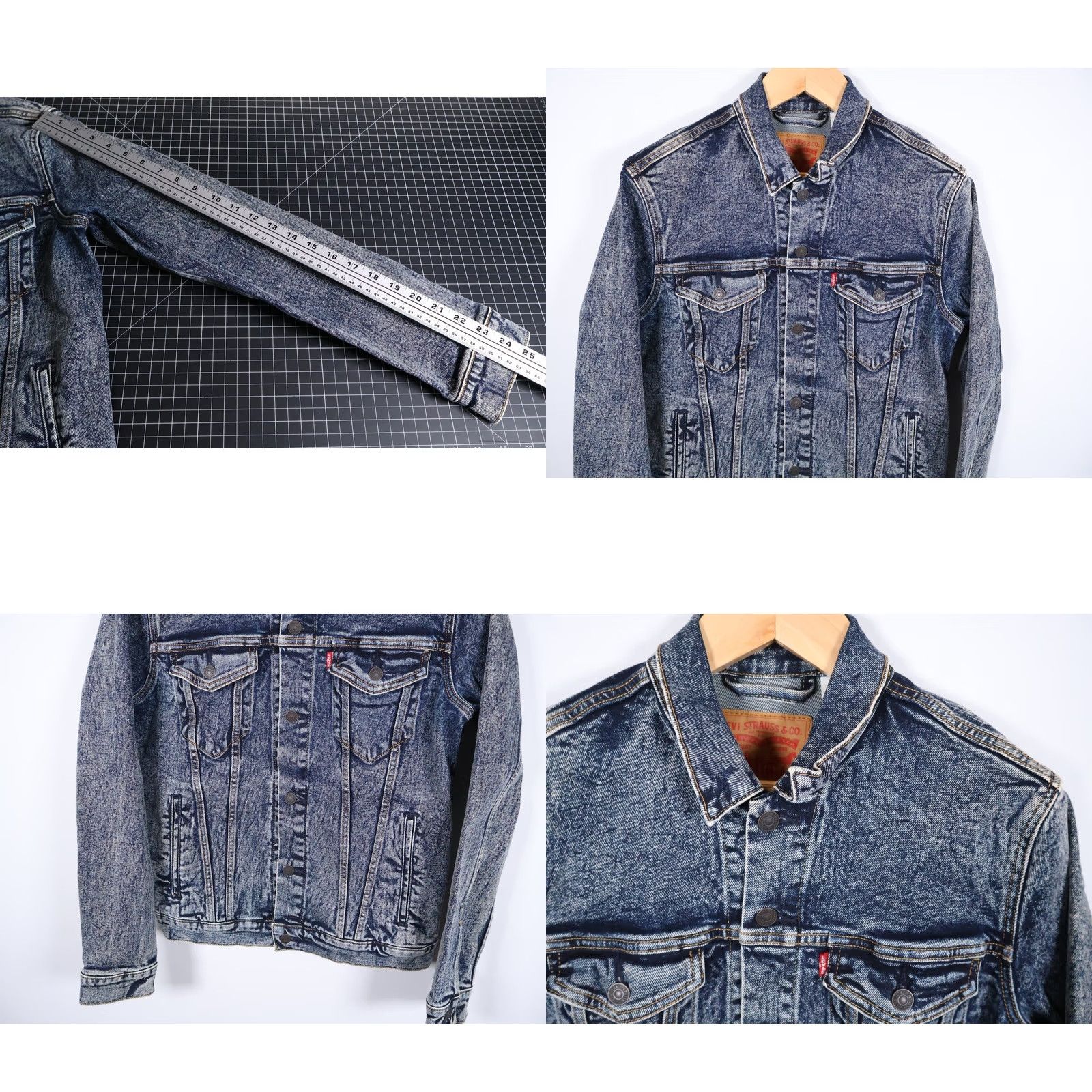 Levi's Levi's Jacket Denim Trucker Jean Medium Blue Acid Wash 3 Type 3 Buttons Mens M Denim Jacket Size US 31 - 8 Thumbnail