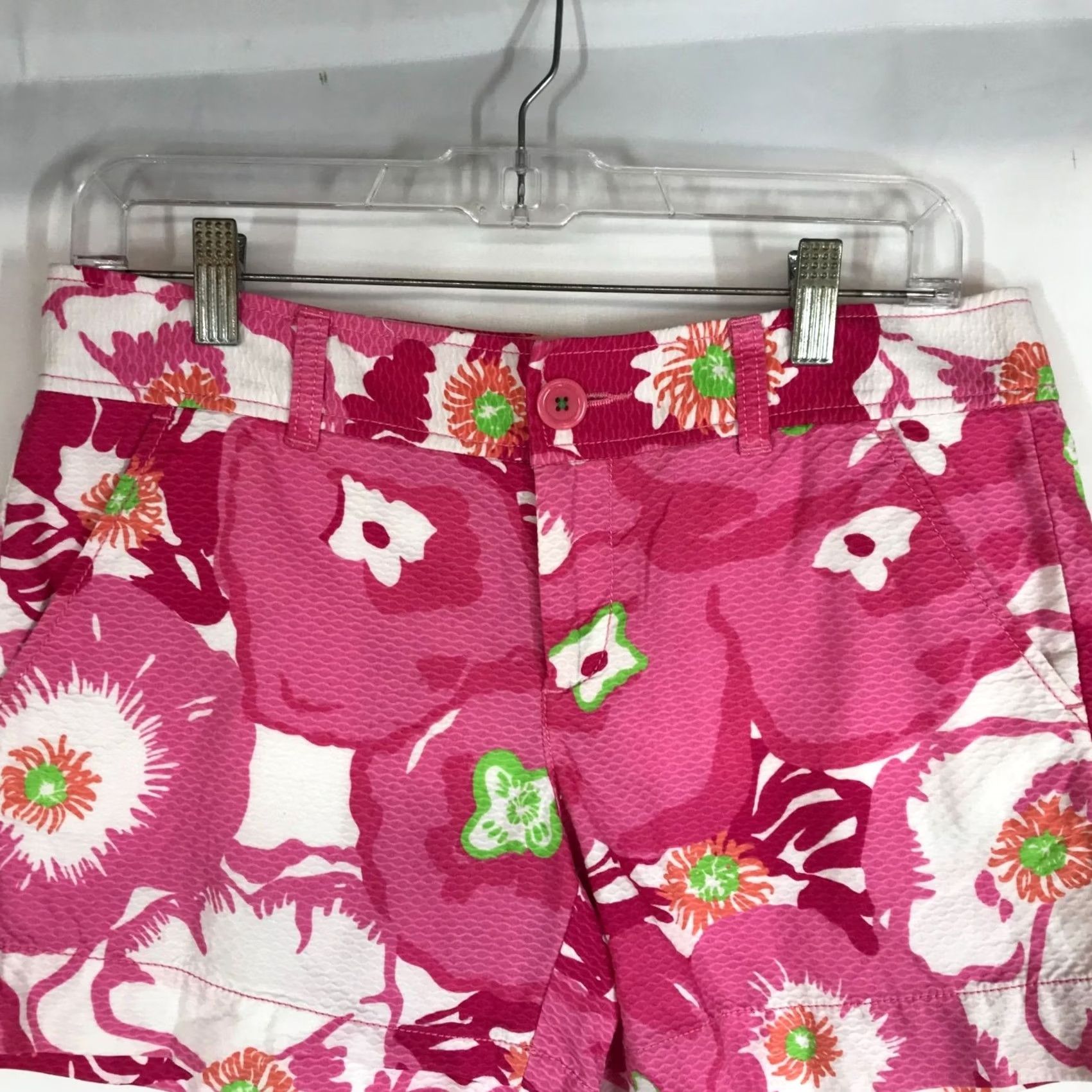 Lilly Pulitzer LILLY PULITZER Pink Floral 100% Cotton Shorts Womens Size 2 Casual Size 26" / US 2 / IT 38 - 2 Thumbnail