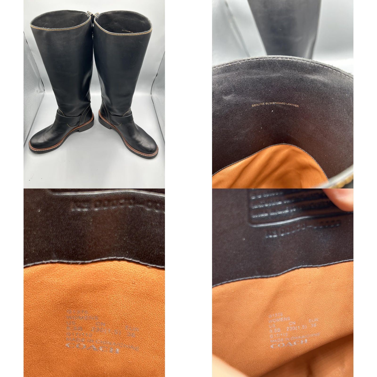 Coach Coach Boots Womens Sutton B Black Leather Knee High Riding Strap Shoes 5.5 36 3 UK 5 AU 5 Leather Lined Rubber Outsole Buckle Strap Zipper Size US 6 / IT 36 - 9 Thumbnail