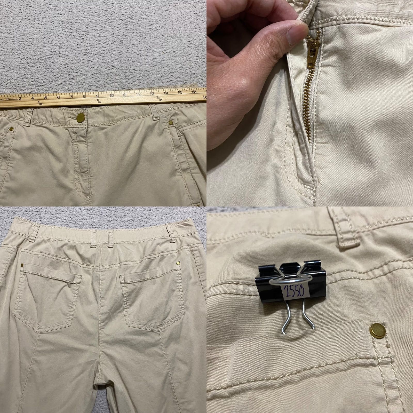 Vintage Chicos Pants Womens Medium Beige Chino High Rise Straight Light Wash Pockets Size 32" / US 10 / IT 46 - 8 Thumbnail