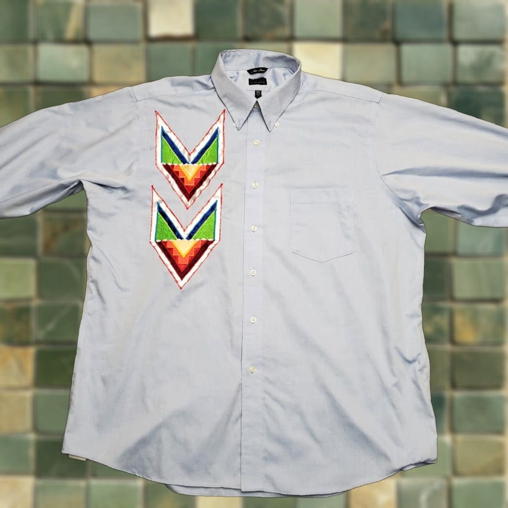 Chaps VTG Chaps Shirt Men 17.5 Blue Aztec Southwestern Geometric Embroidered Casual Shirt Size US XXL / EU 58 / 5 - 1 Thumbnail