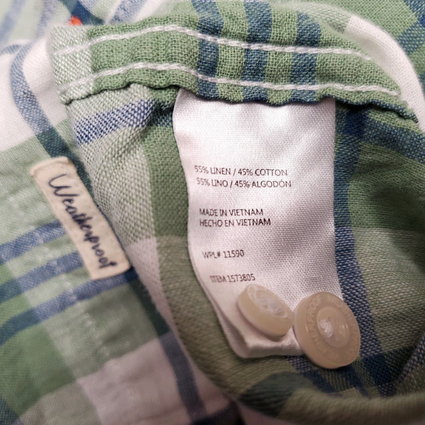 Weatherproof VINTAGE Weatherproof Shirt Mens XL Green Plaid Short Sleeve Button-Down Linen Blend Casual Outdoor Travel Size US XL / EU 56 / 4 - 4 Thumbnail