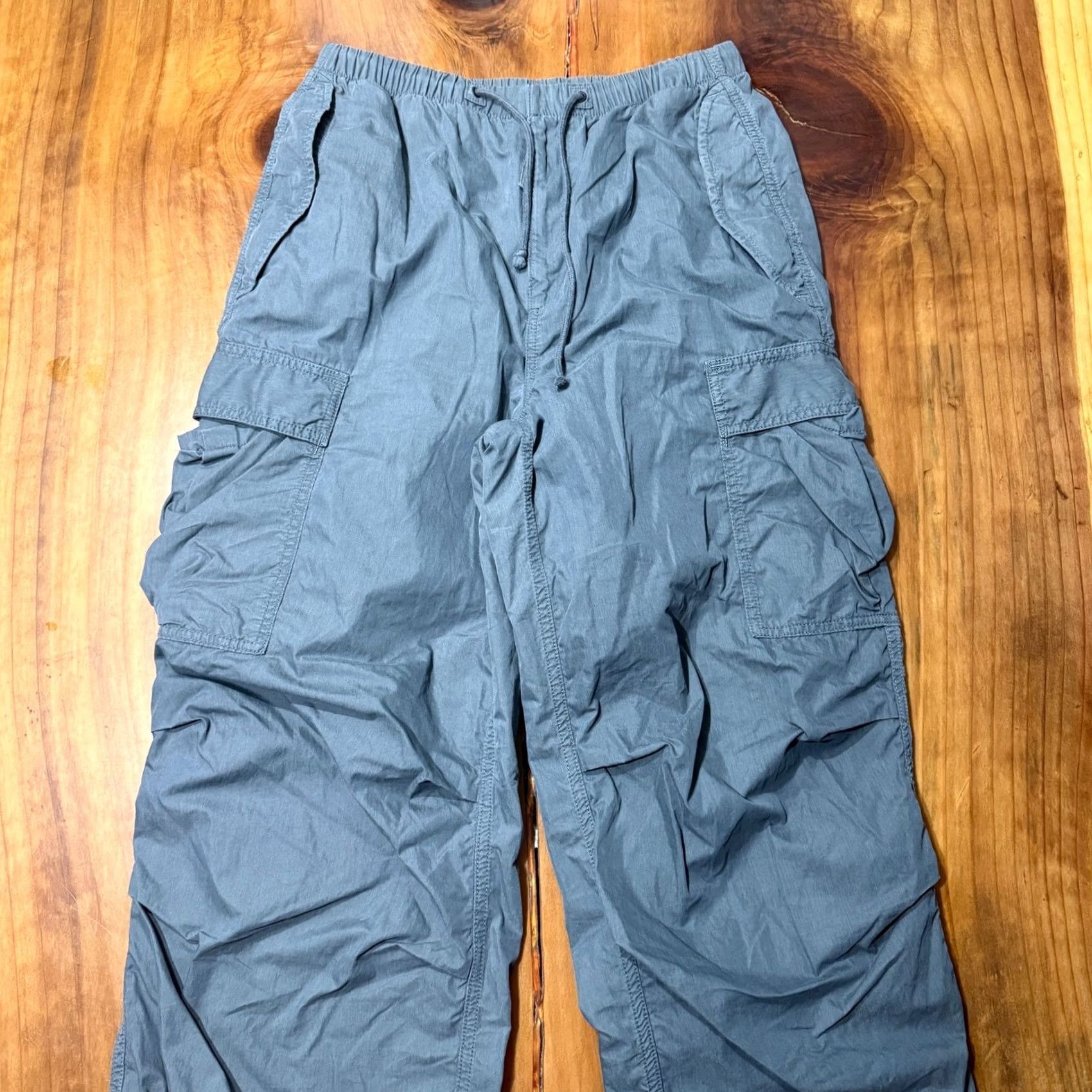 TNA TNA Aritzia Women's Cargo Pants Medium Cotton Wide-Leg Drawstring Gray Baggy Everyday Casual Size 32" / US 10 / IT 46 - 3 Thumbnail