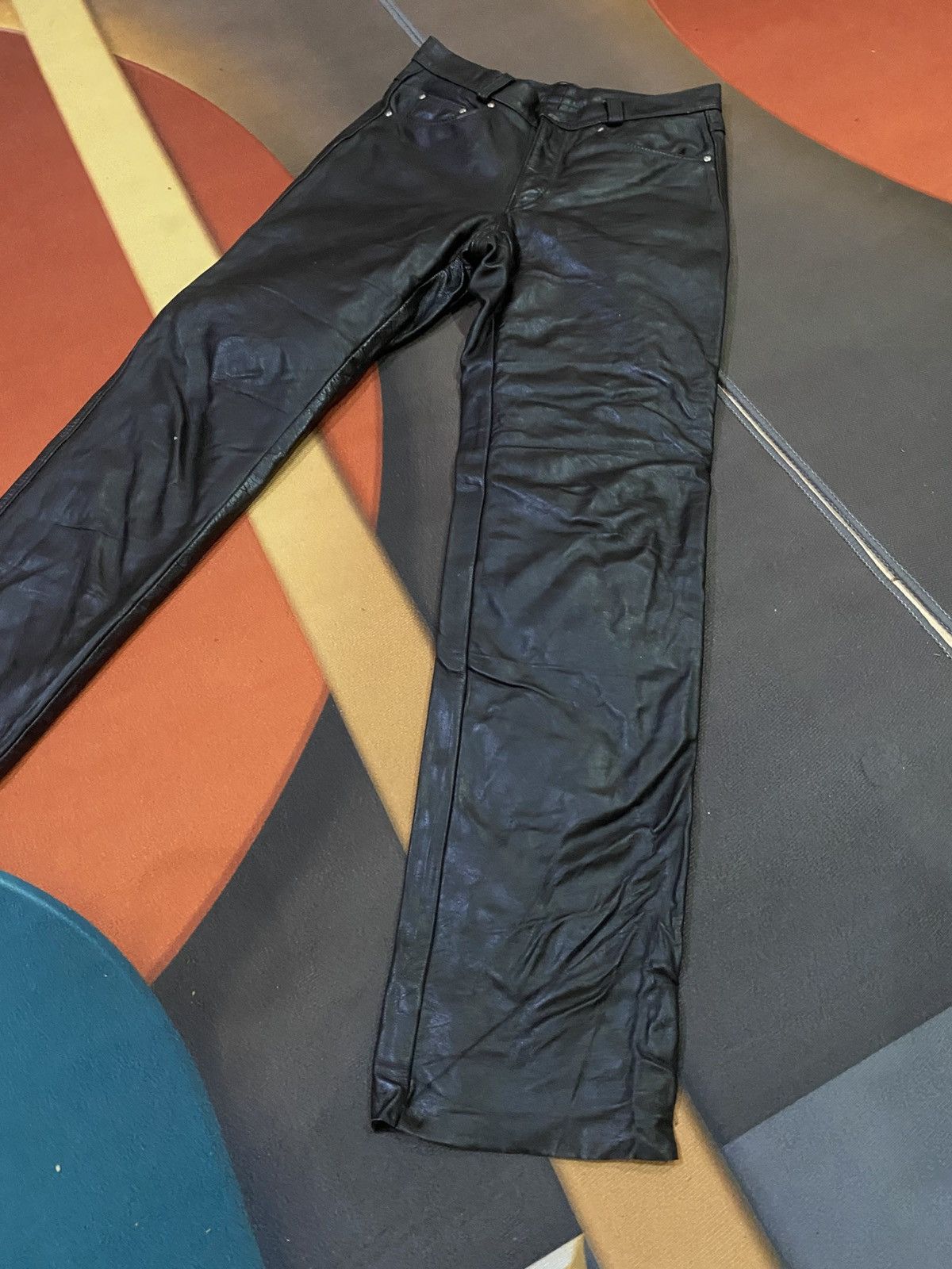 Schott Vintage Schott NYC Black Leather Pants Biker Rocker Style Size US 30 / EU 46 - 10 Thumbnail