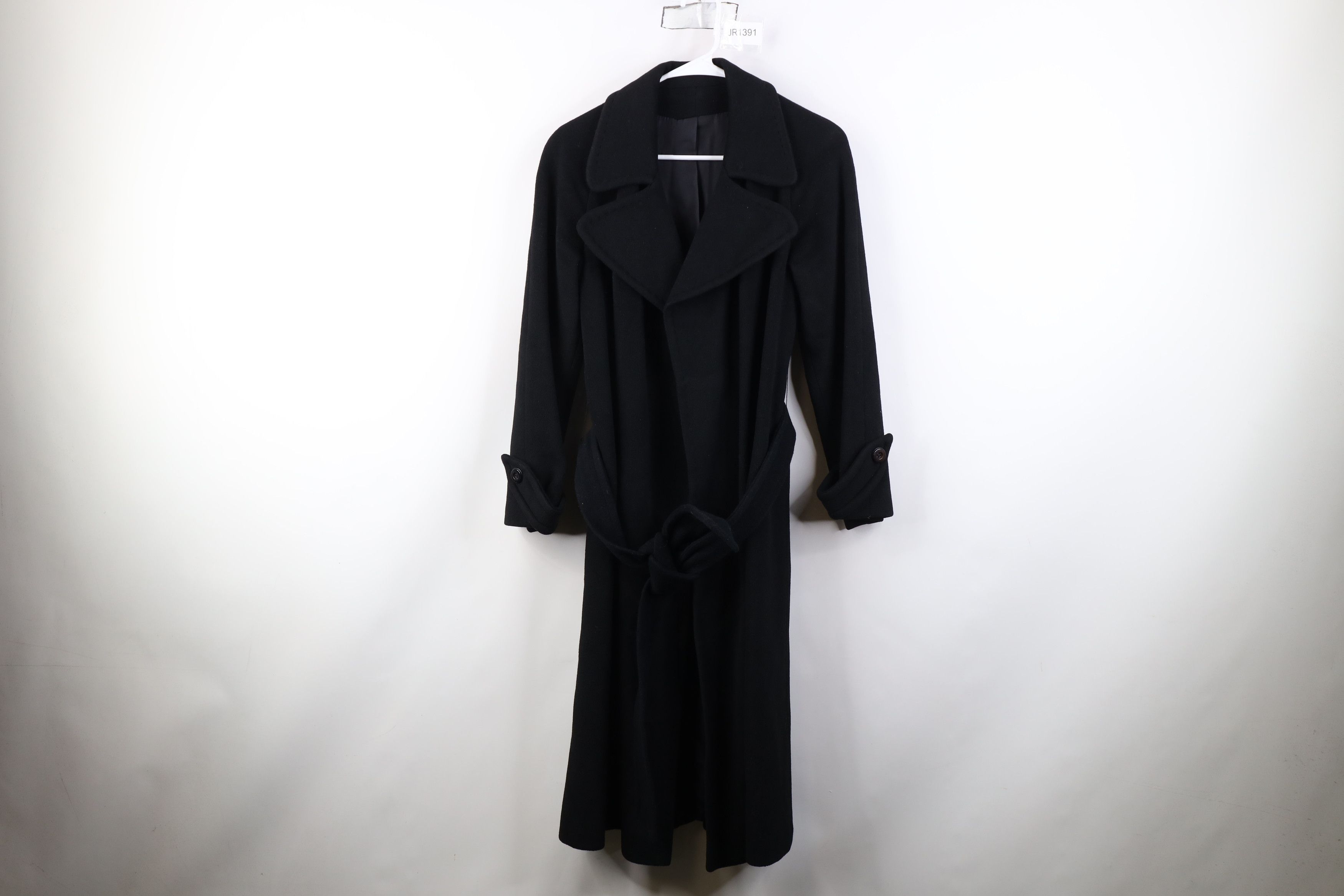 Vintage 70s Streetwear Belted Trench Coat Jacket Black USA