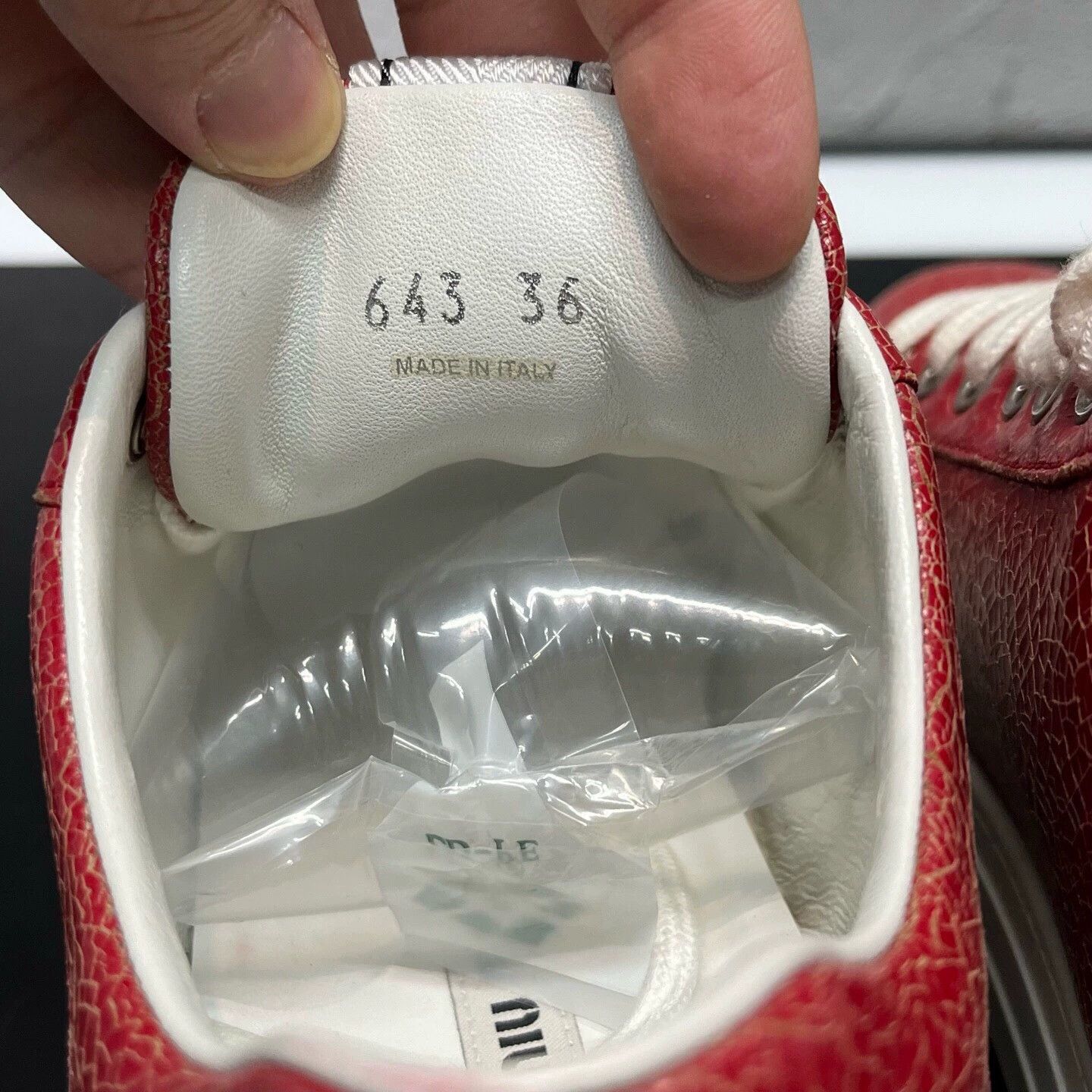 Miu Miu MIUMIU Red Cracked Leather Crystal Sneakers EUR 36 Size US 5 / IT 35 - 8 Thumbnail