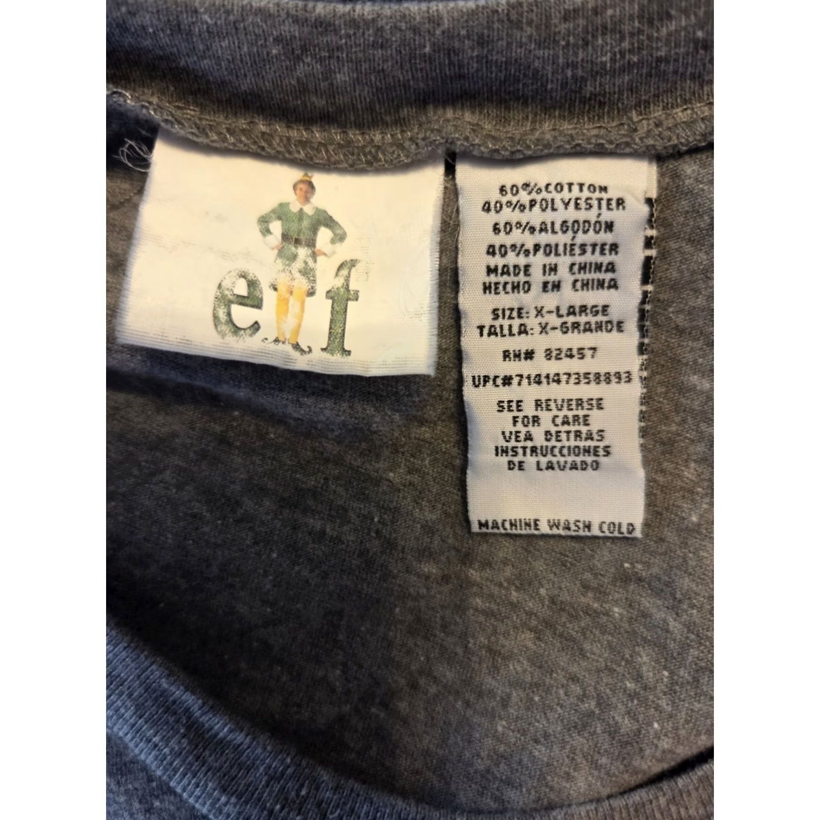 Vintage Elf Movie Son Of A Nutcracker Gray Short Sleeve T Shirt XL Christmas Mens Regular Crew Neck Cotton Polyester Holiday Graphic Print Size US XL / EU 56 / 4 - 2 Thumbnail