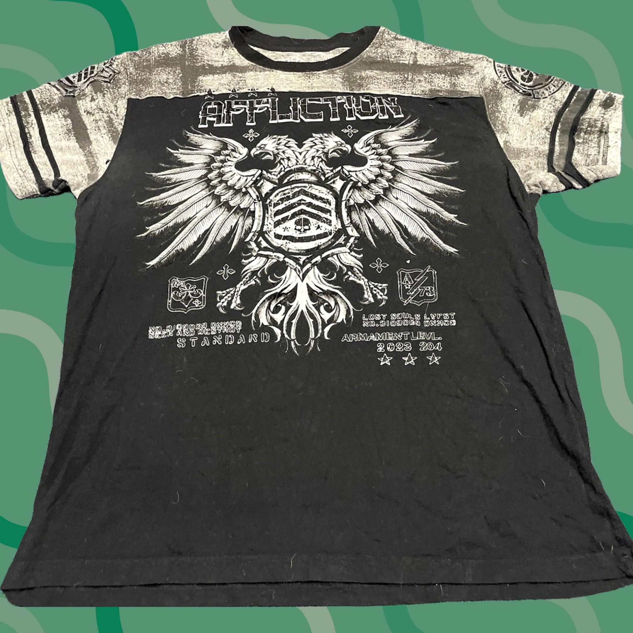 Affliction Affliction Shirt Mens XL Lost Souls Live Fast Forever Chaos K7 T-Shirt Black Short Sleeve Crew Neck Logo 90s Biker Grunge Music Punk Knit Cotton Size US XL / EU 56 / 4 - 1 Thumbnail