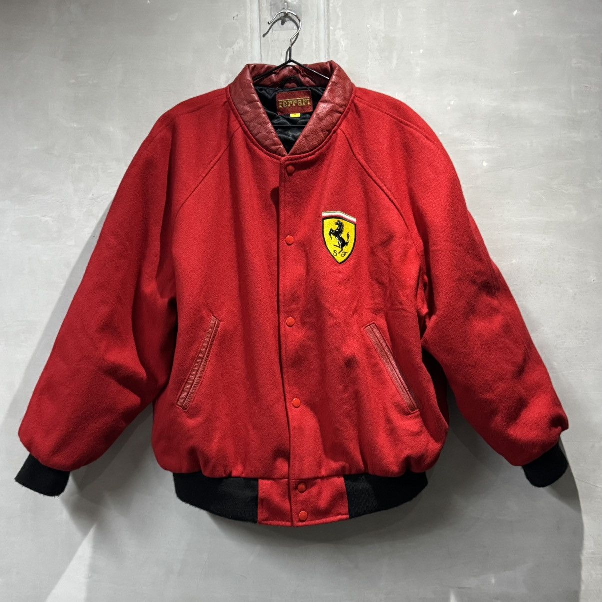 Ferrari vintage 90s scuderia ferrari wool leather varsity jacket Size US XL / EU 56 / 4 - 18 Thumbnail