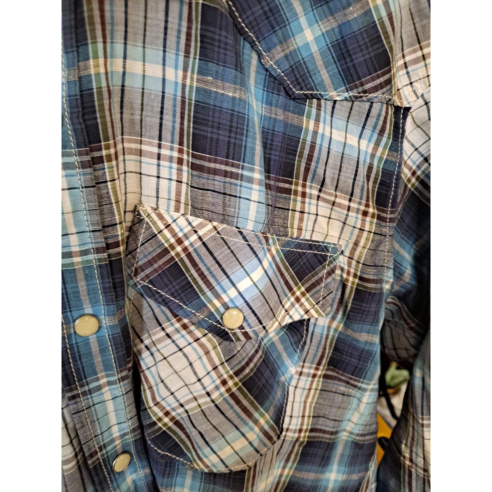 Other Cuadra Blue, Brown and Black Plaid Snap Up Shirt Size US M / EU 48-50 / 2 - 2 Thumbnail
