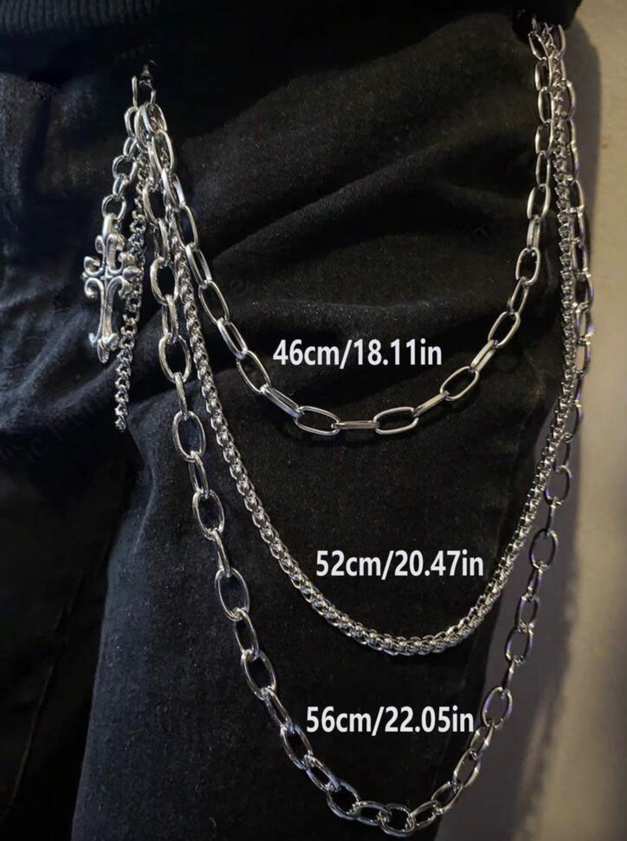 Jewelry Metal Cross Wallet Chain,Y2K Jeans Chain,Gothic Pants Chain Size ONE SIZE - 2 Thumbnail