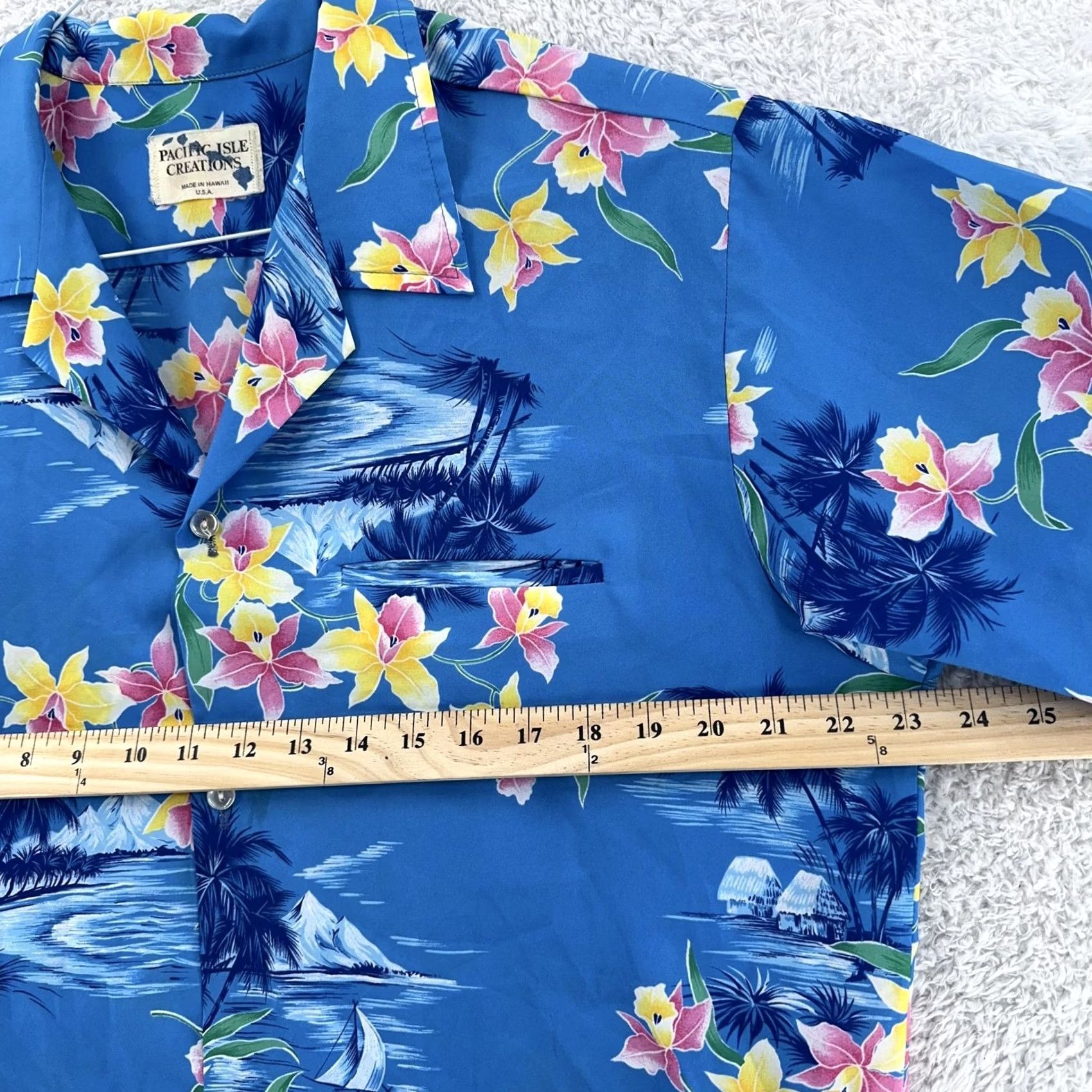 Vintage Pacific Isle Creations Hawaiian Shirt Mens L Floral Aloha Made Hawaii USA Blue Short Sleeve Button-Up Size US L / EU 52-54 / 3 - 3 Thumbnail
