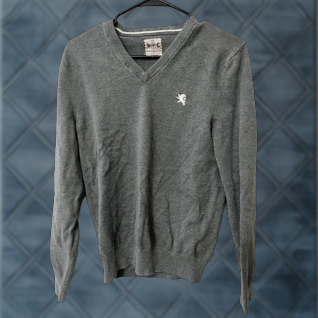 Express VINTAGE Express Mens Sweater Pullover Long Sleeve V-Neck Cotton Charcoal Gray All Seasons S Size US S / EU 44-46 / 1 - 1 Thumbnail