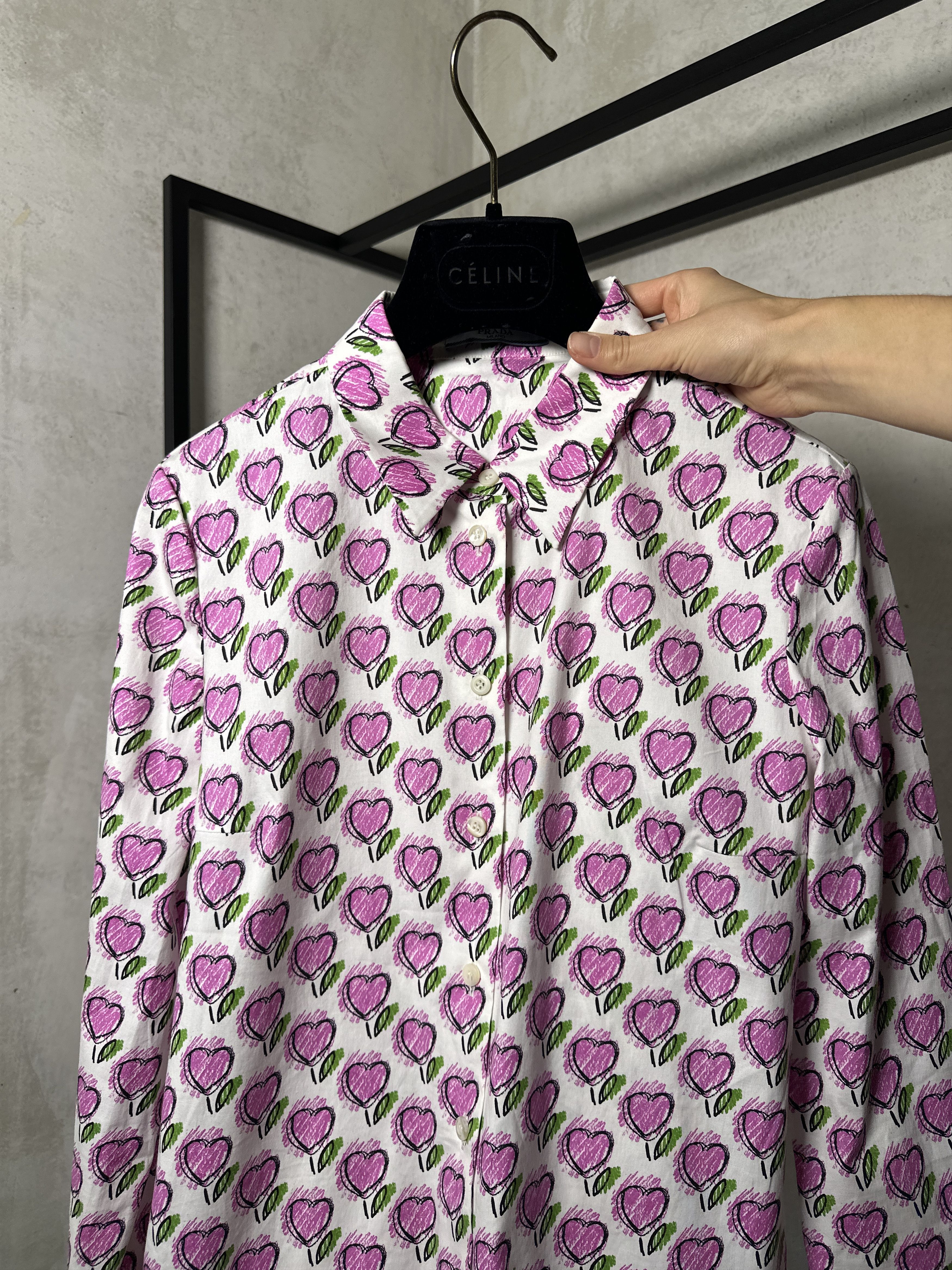Prada Prada Heart Print Ruffle Shirt Size M / US 6-8 / IT 42-44 - 4 Thumbnail