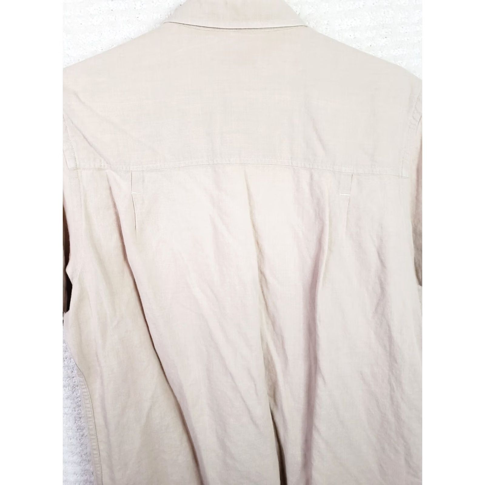 Kenneth Cole Kenneth Cole New York Linen Blend Shirt Men M Beige Short Sleeve Button-Up Size US M / EU 48-50 / 2 - 7 Thumbnail