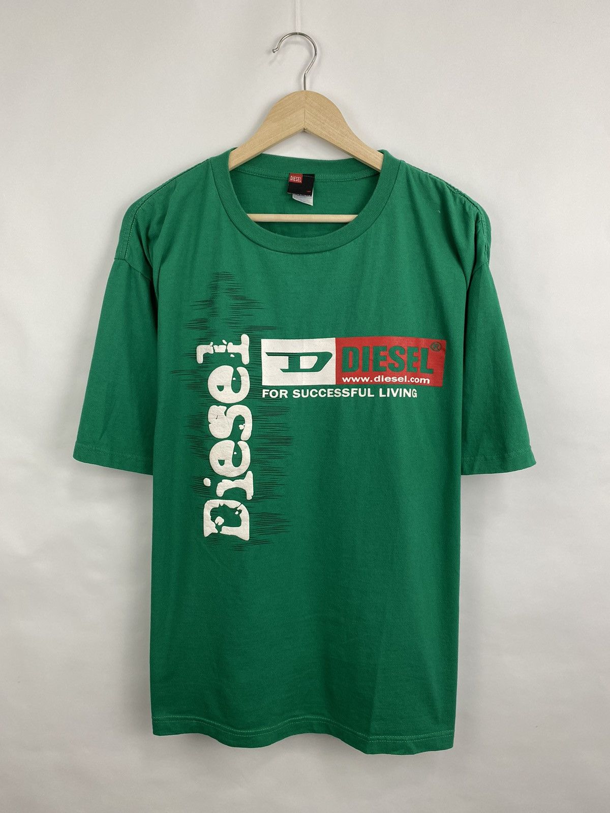 Diesel 🇺🇸 Vintage 90s Diesel Big Logo Retro T-Shirt Rare Y2K Size US XXL / EU 58 / 5 - 3 Thumbnail