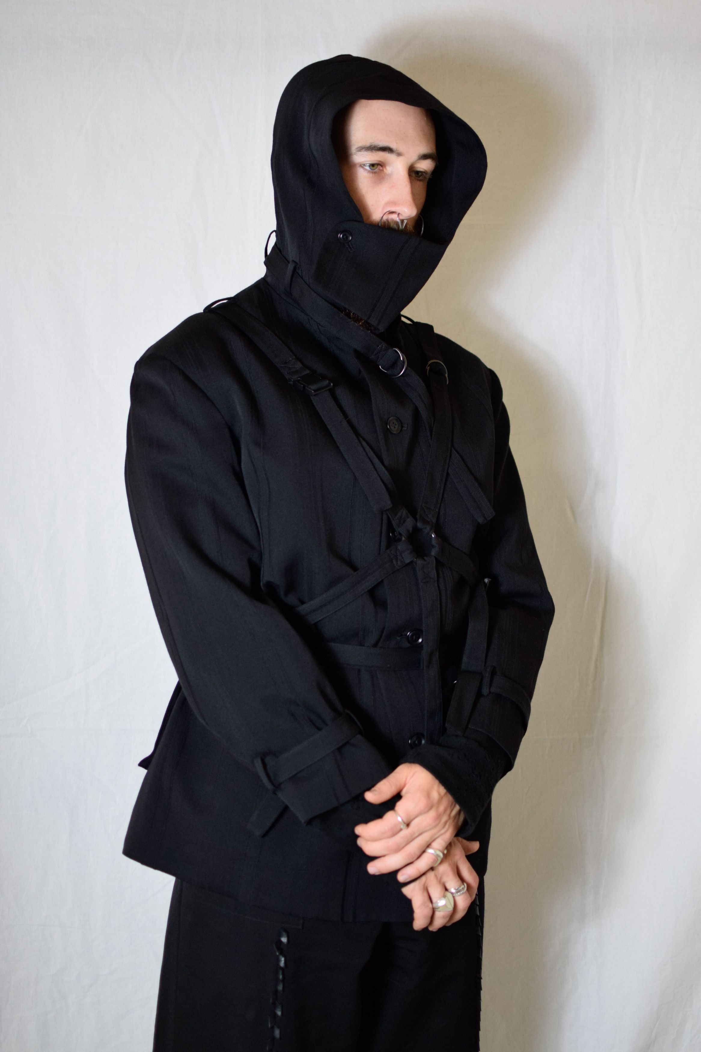 Yohji Yamamoto YYPH AW16 Striped Bondage Blazer - HR-J12-108 Size 52R - 4 Thumbnail
