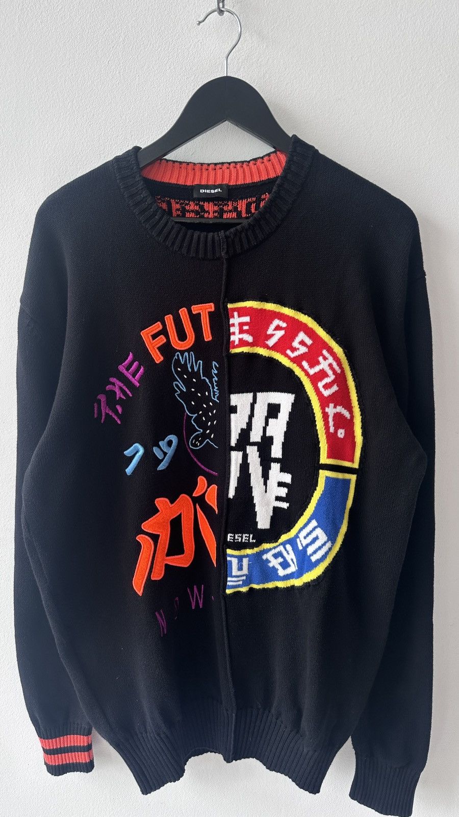 Diesel Diesel Cyber Knit Sweater Brave New World Japanese Graphics Size US XL / EU 56 / 4 - 6 Thumbnail