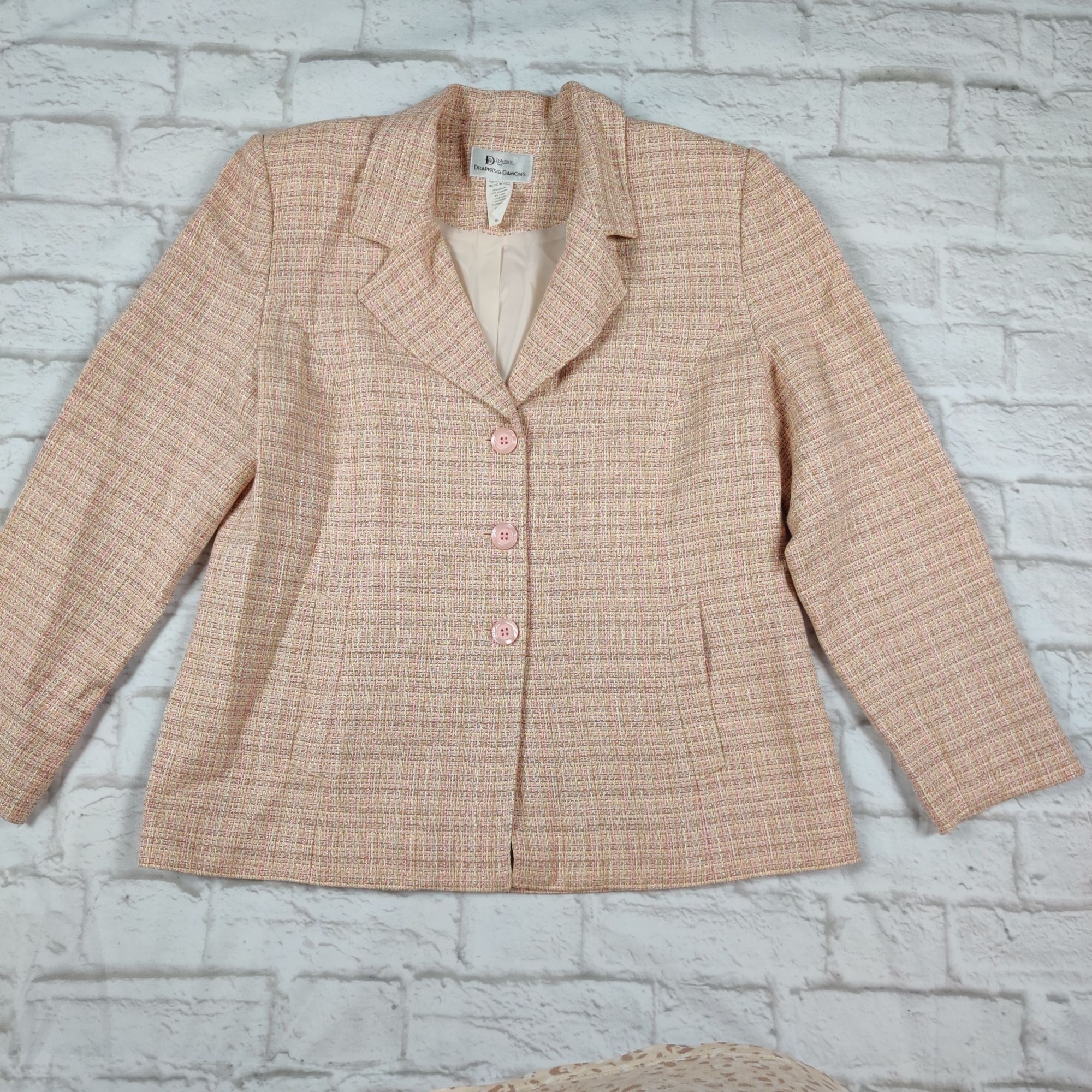 Vintage Da Rue 14 womens blazer vintage pastel tweed structured powe Size XL / US 12-14 / IT 48-50 - 12 Thumbnail