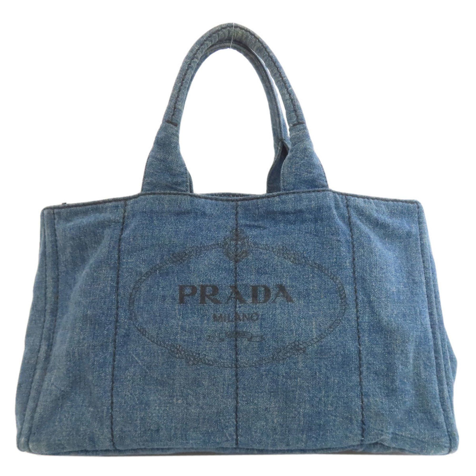 Prada Canapa Tote Bag Denim Women's Prada in Blue