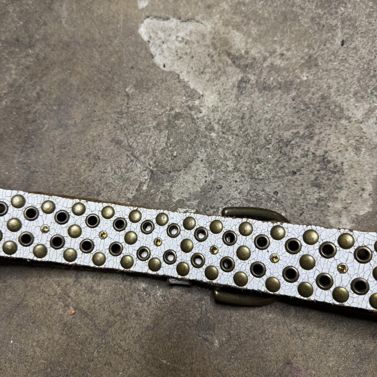 Designer × Vintage Hand Made Grunge Studded Leather Belt Size 30 - 7 Thumbnail