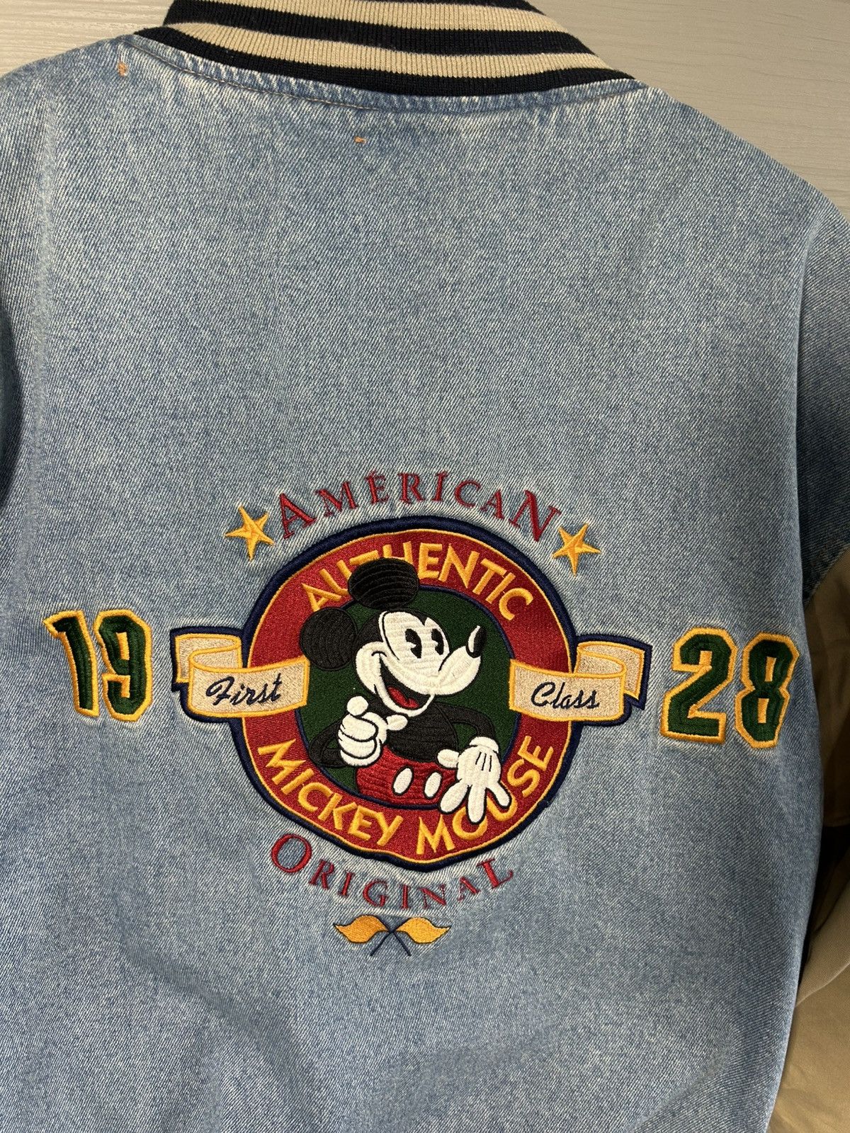 Vintage 90s Disney Mickey Mouse First Class of 1928 Denim Bomber Size US M / EU 48-50 / 2 - 4 Thumbnail