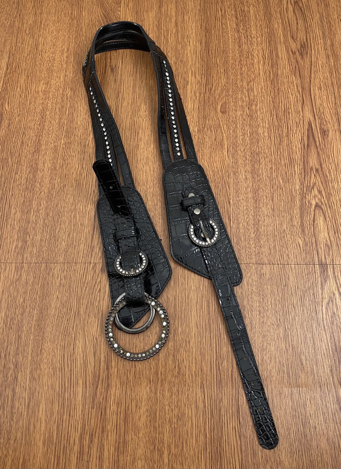 If Six Was Nine × Japanese Brand × Le Grande Bleu (L.G.B.) Black snakeskin crystal belt Size ONE SIZE - 1 Thumbnail