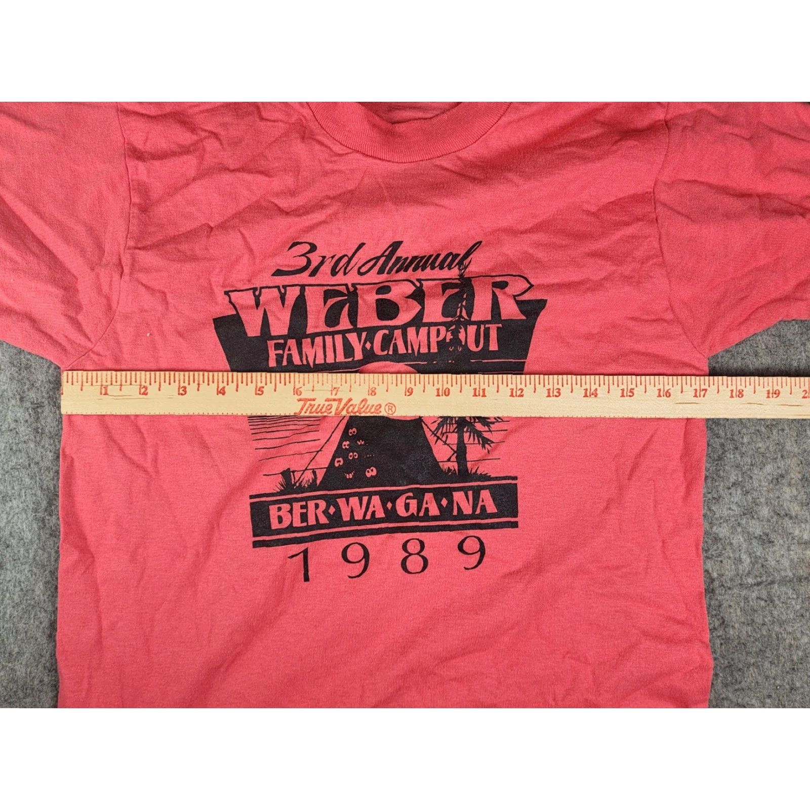 Vintage VINTAGE Weber Family Campout Shirt 1989 M Red Single Stitch Dad Screen Stars T-Shirt Mens Boys? Size US M / EU 48-50 / 2 - 7 Thumbnail