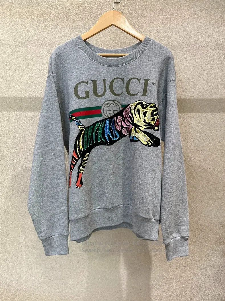 Gucci Gucci Sequin Tiger Belt Logo Round Neck Sweatshirt Size US XXS / EU 40 - 1 Thumbnail