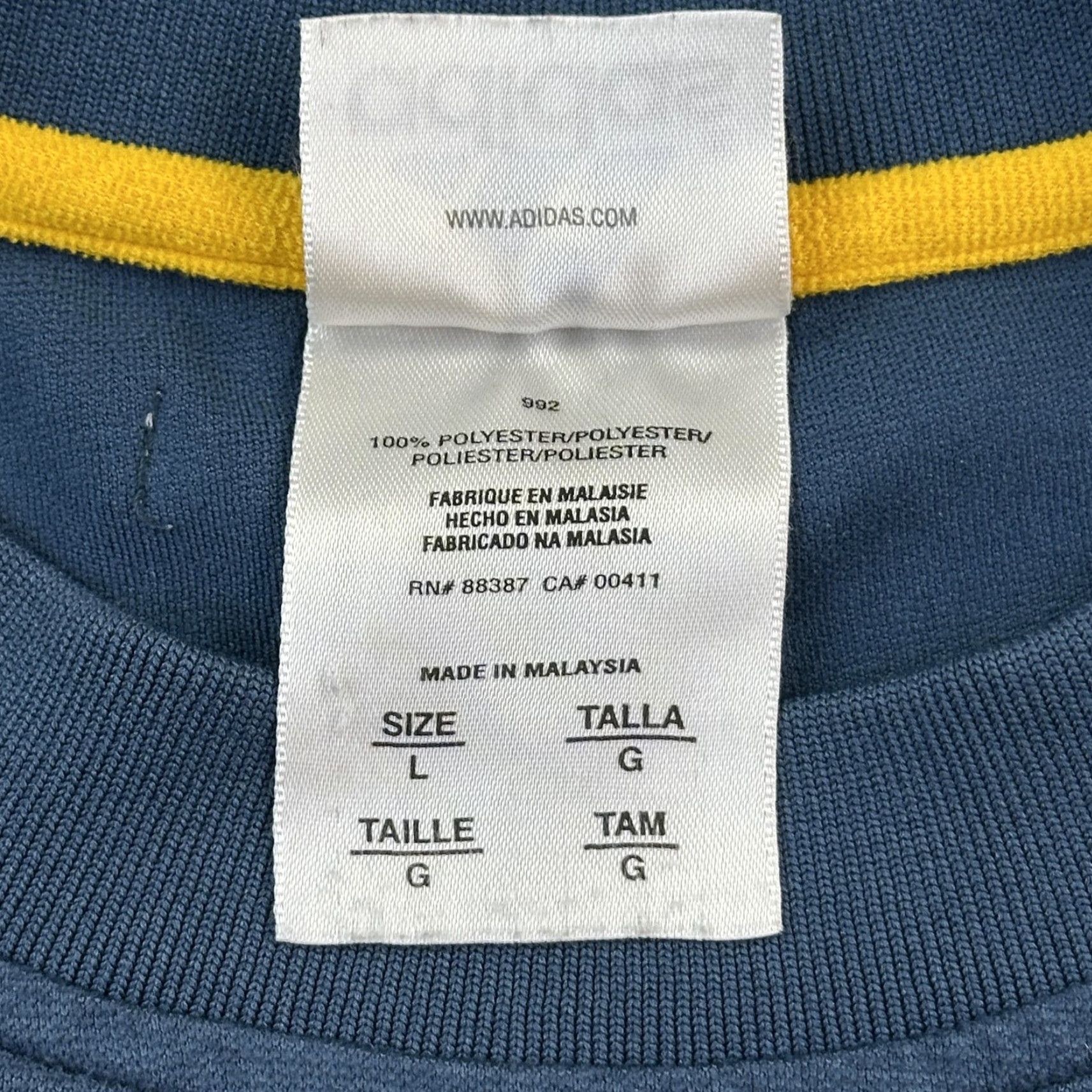 Adidas VINTAGE Adidas Shirt Mens Large Blue Yellow Terry Climalite Short Sleeve Tennis Size US L / EU 52-54 / 3 - 6 Thumbnail