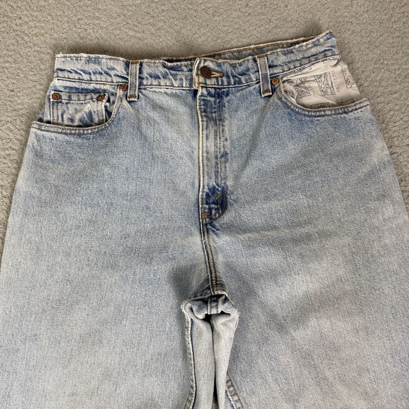 Levi's VINTAGE Levi’s 550 Jeans Women 12 Blue Tapered 90s Sashiko Distressed USA Size 34" / US 12 / IT 48 - 2 Thumbnail
