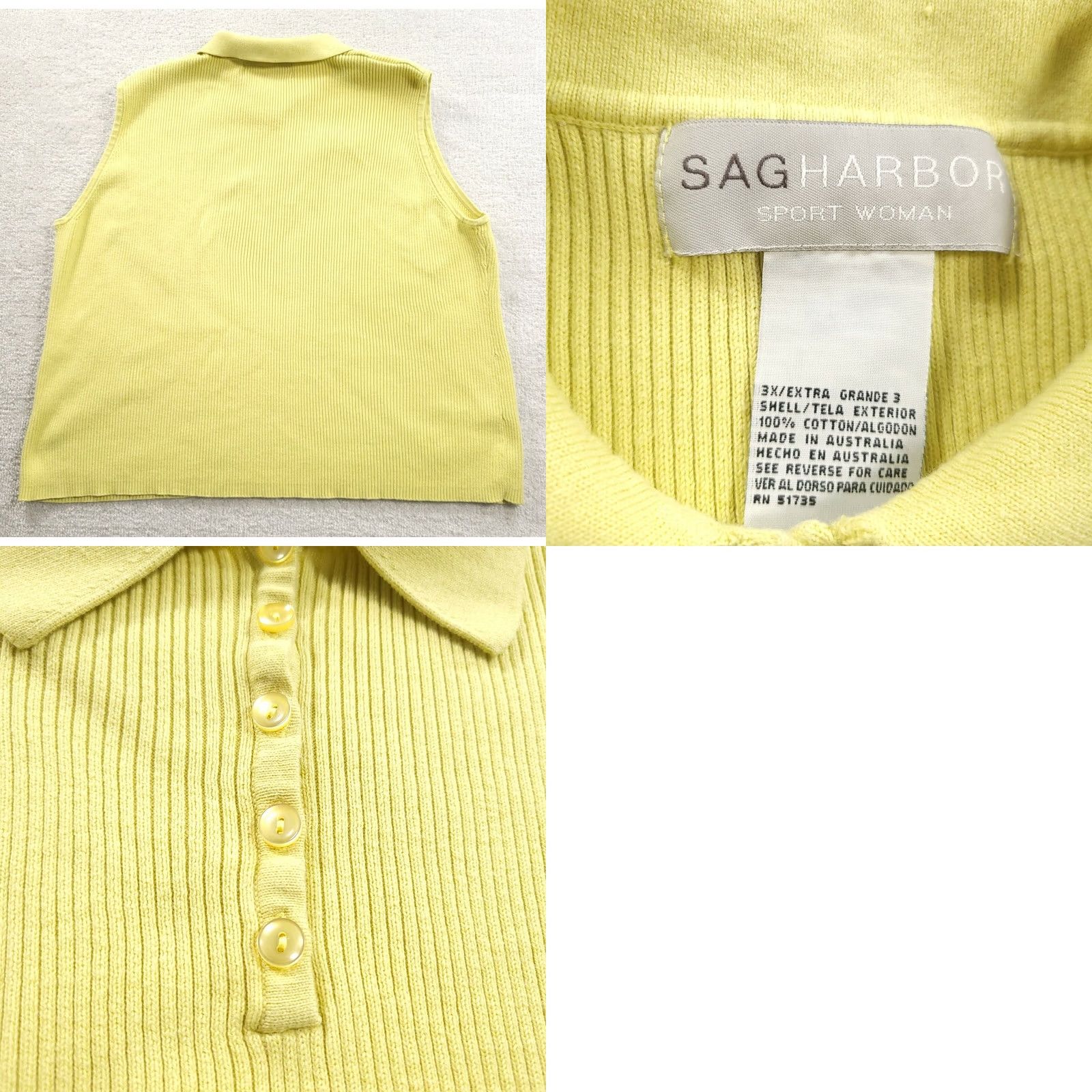 Vintage Sag Harbor Sport Shirt Women's 3X Green Ribbed Sleeveless Collared Top Size XXL / US 16-18 / IT 52-54 - 8 Thumbnail