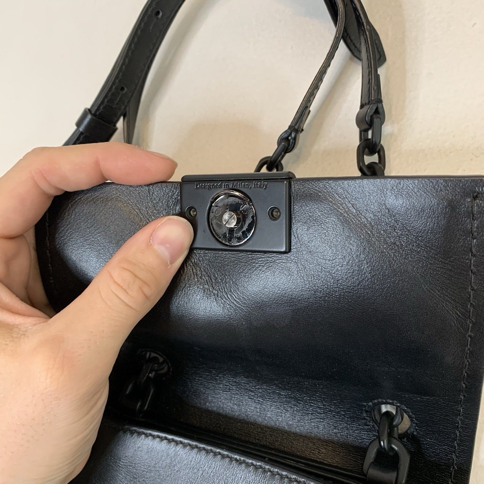 Off-White Off White Diag Soft Binder Clip Leather Side Bag Black Size ONE SIZE - 7 Thumbnail
