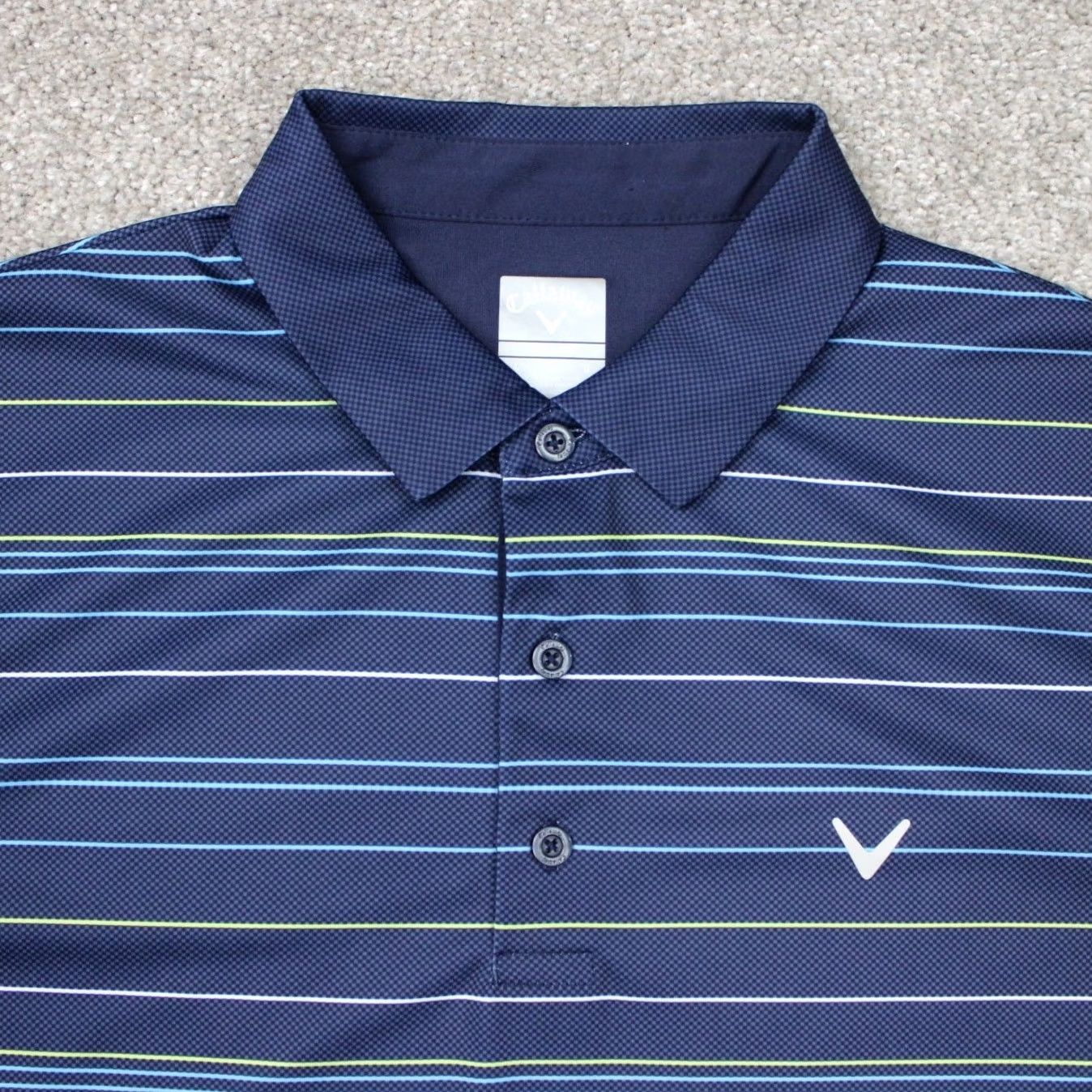 Callaway Callaway Polo Shirt Mens Large Blue Striped Opti-Dri Golf Polyester Short Sleeve Size US L / EU 52-54 / 3 - 4 Thumbnail