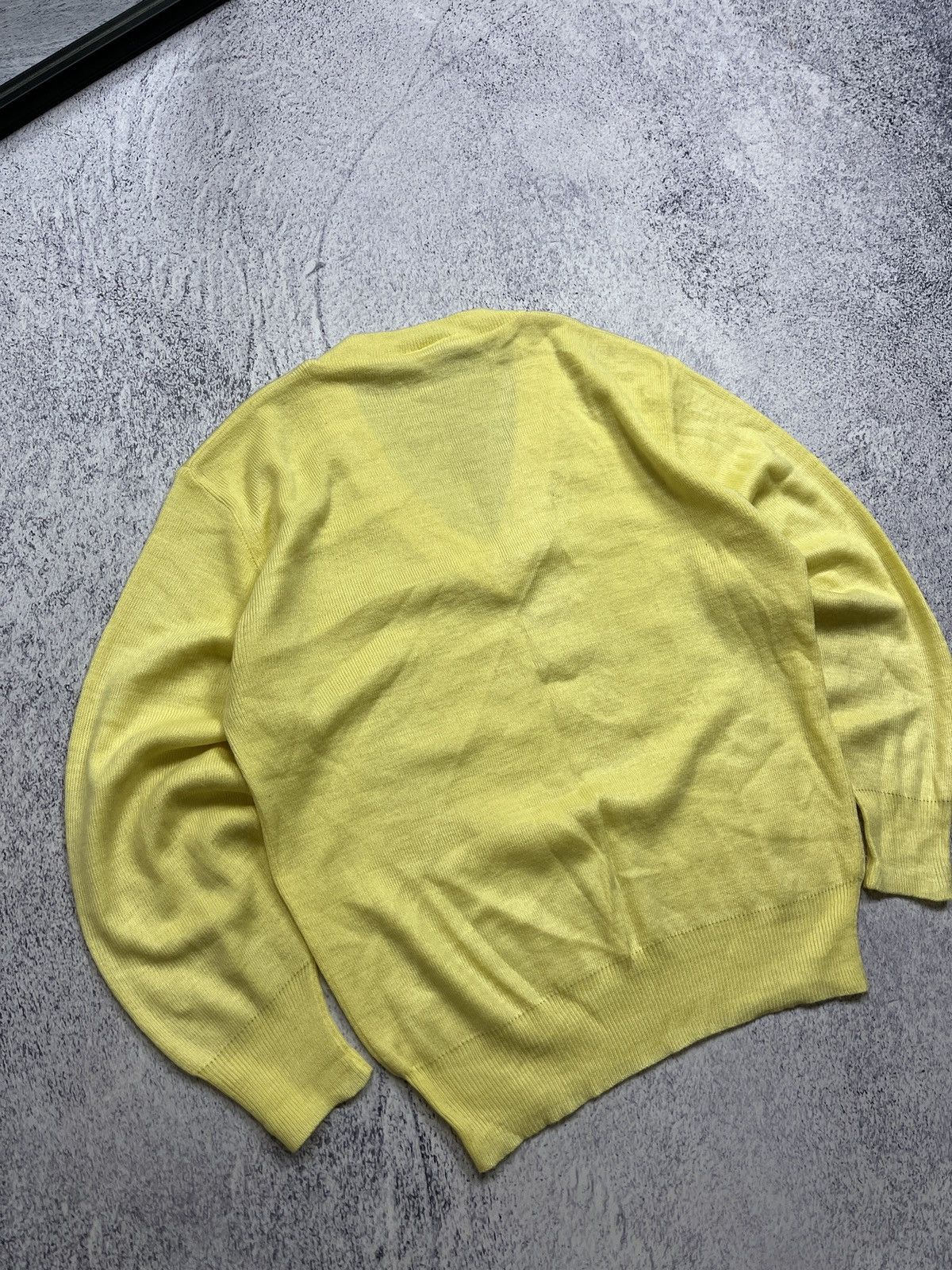Lacoste × Vintage Vintage Chemise Lacoste Made in France Yellow V Neck Sweater Size US M / EU 48-50 / 2 - 8 Thumbnail
