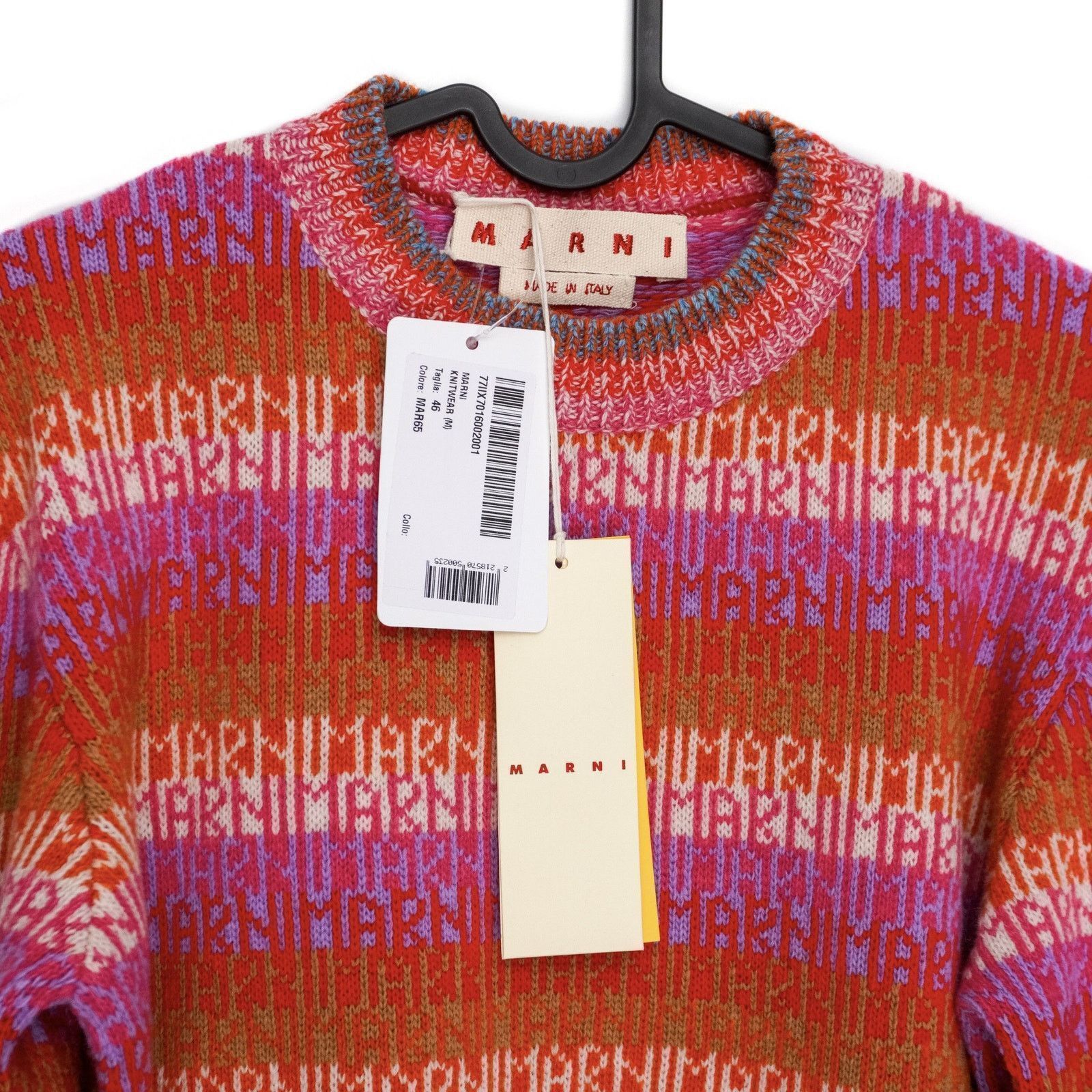 Marni Marni Striped Logo Knit Multicolor Wool Crew Sweater Size US S / EU 44-46 / 1 - 6 Thumbnail