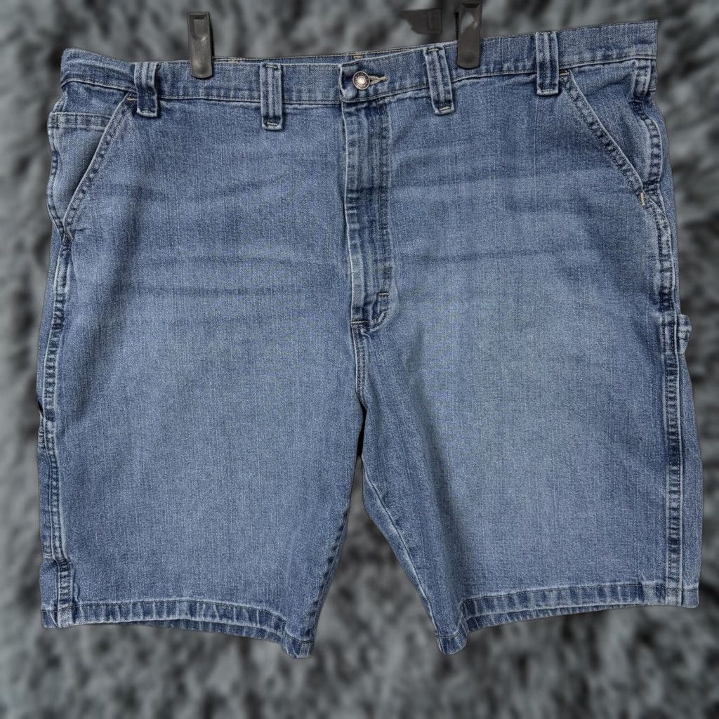 Wrangler Wrangler Cargo Shorts Mens 44 Blue Denim Carpenter Workwear Utility Stretch Cargo Shorts Mens Blue Denim Stretch Size US 44 / EU 60 - 1 Thumbnail