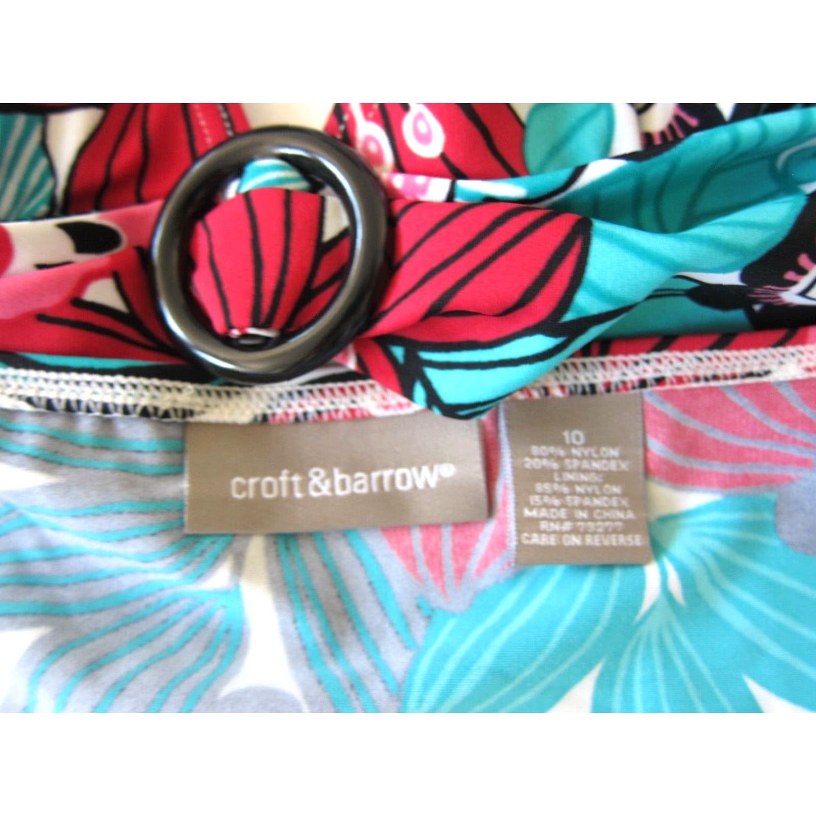 Croft & Barrow Croft & Barrow Green Pink Floral Built In Bra Tankini Halter Swim Top Women 10 Size L / US 10 / IT 46 - 4 Thumbnail