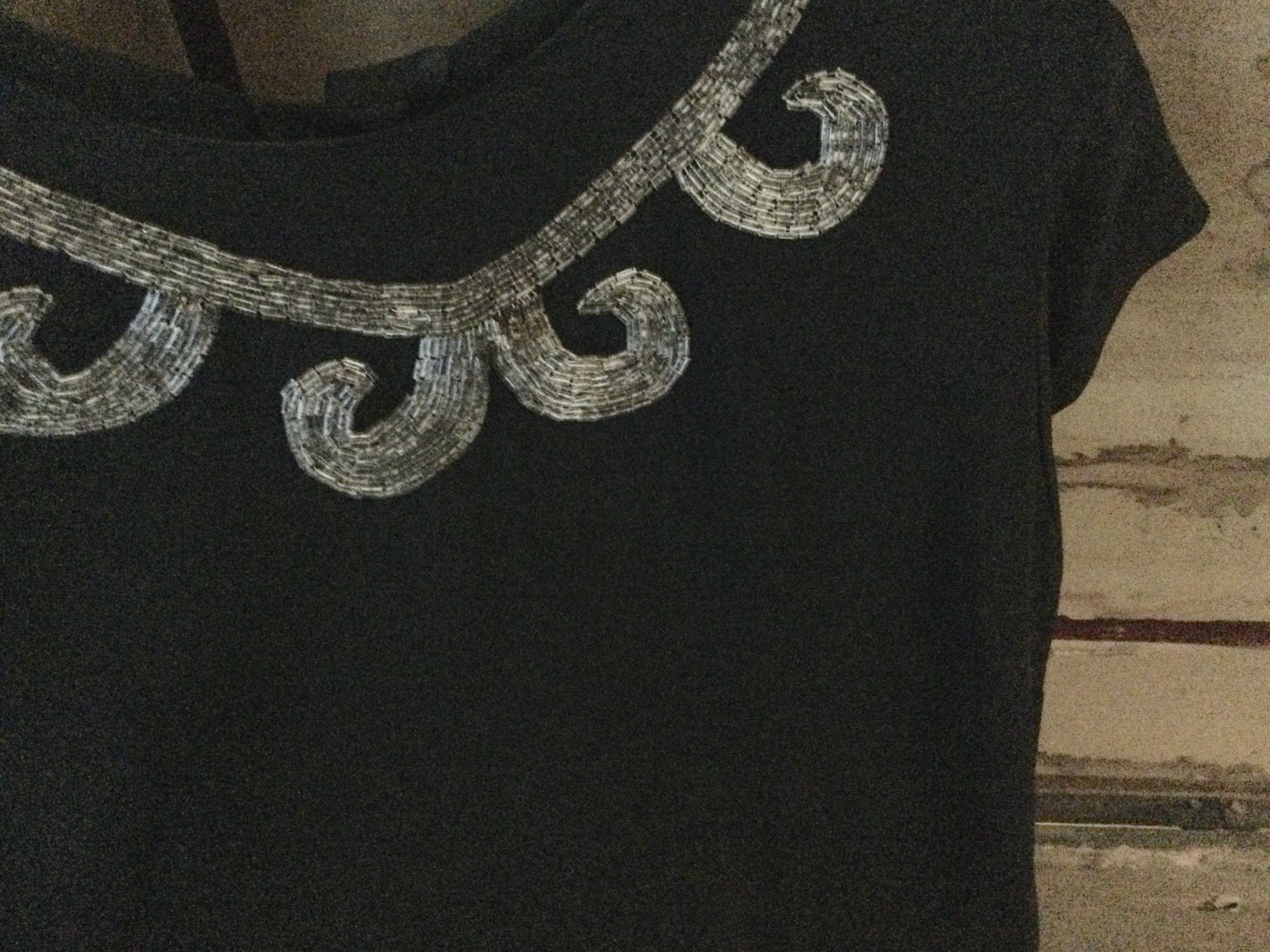 Other Black Beaded Top, Vintage, Hand Detailed, Classic Size S / US 4 / IT 40 - 2 Thumbnail
