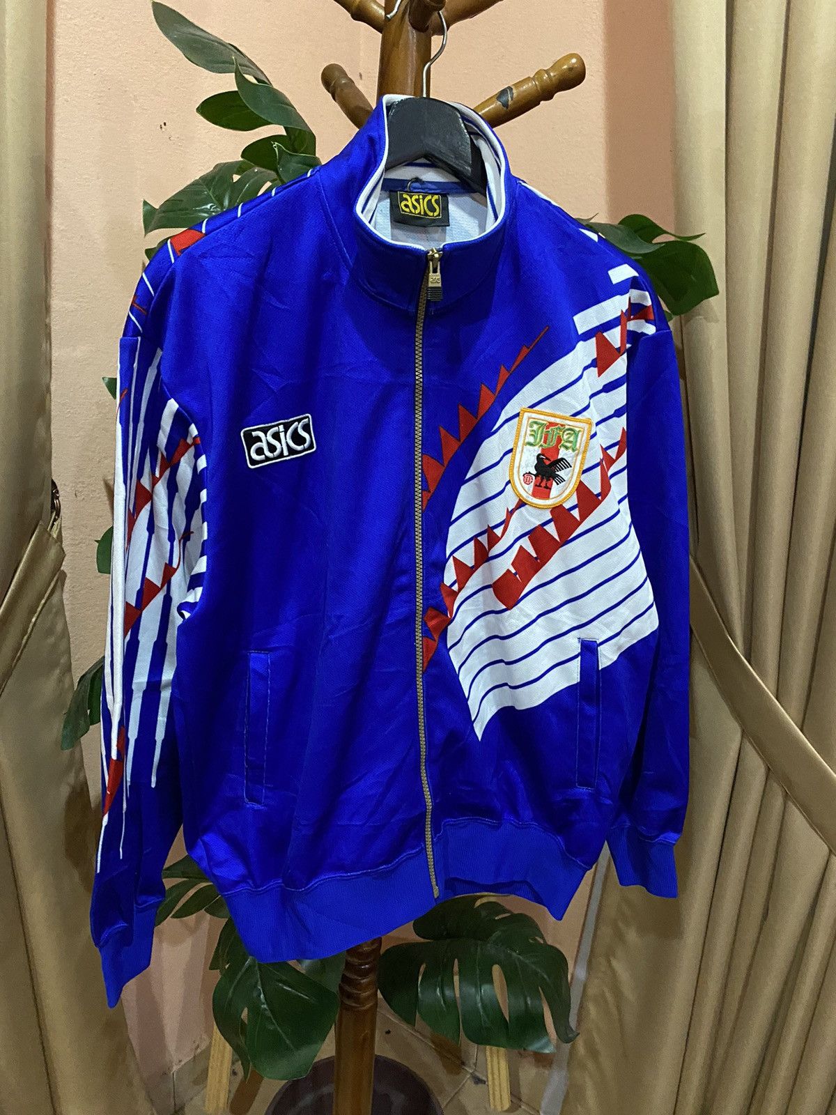 Asics 1990s ASICS Track Jacket with Geometric Design Sportswear Size US L / EU 52-54 / 3 - 5 Thumbnail